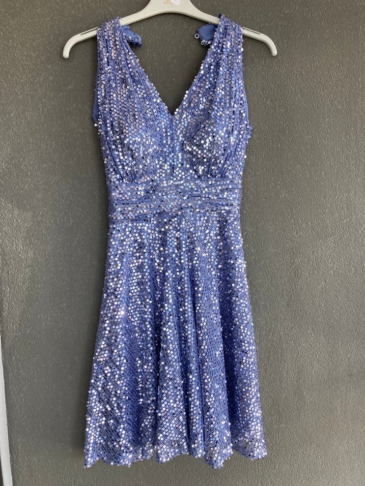 Payetli elbise mavi - Görsel 2