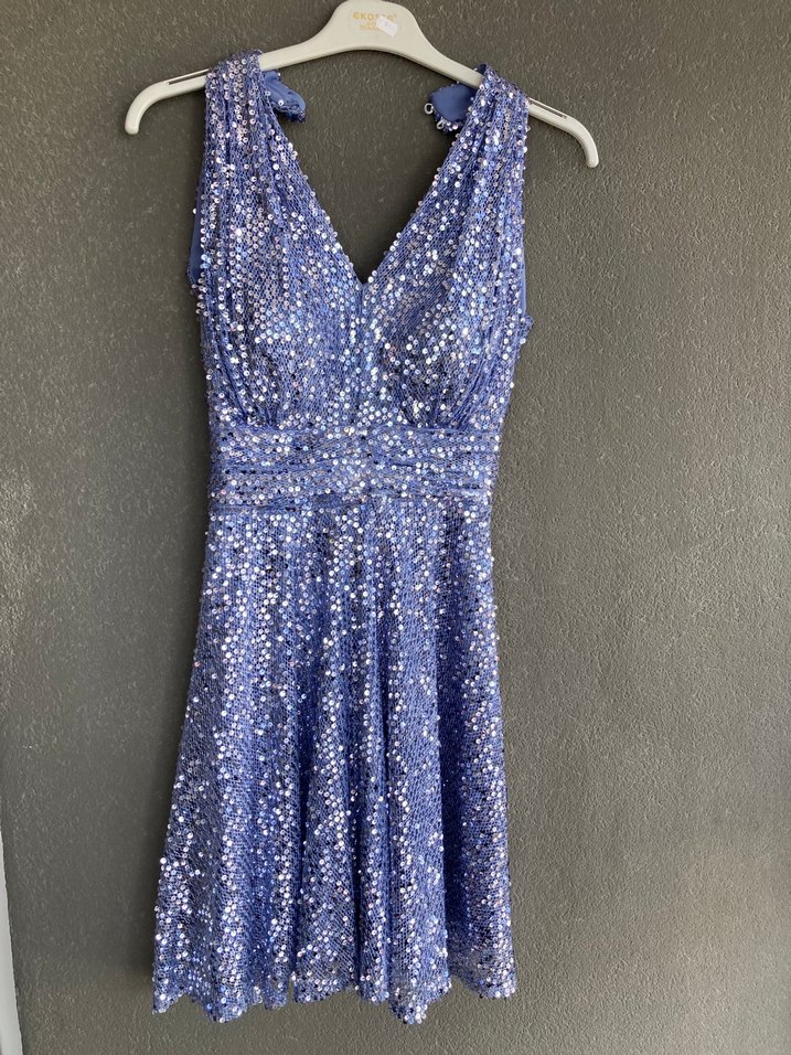 Payetli elbise mavi - Görsel 3