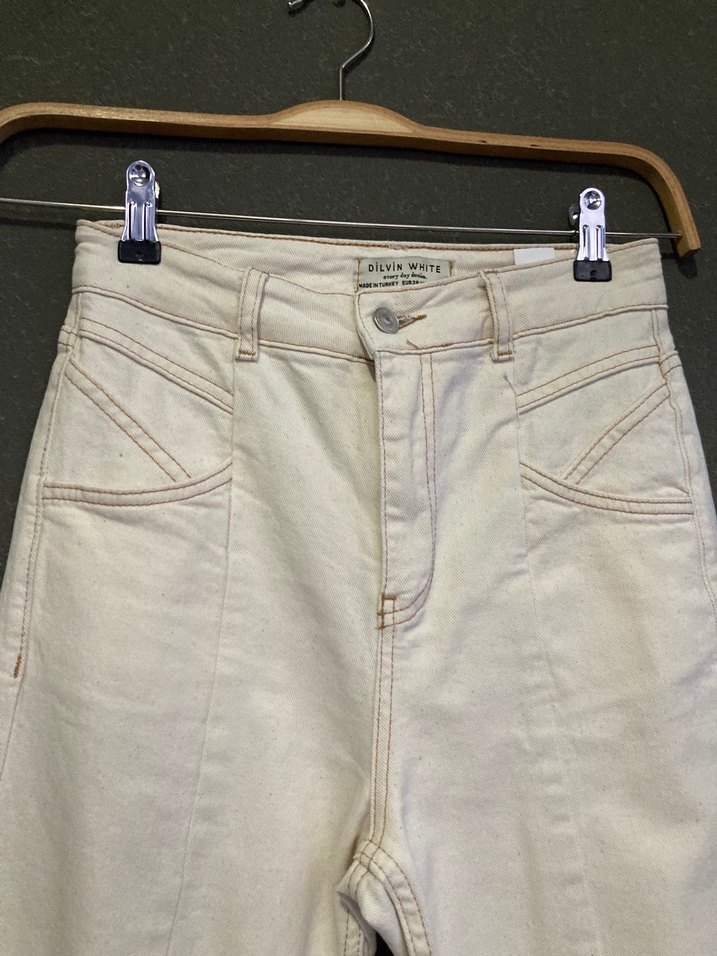 Krem Kot Pantolon - Görsel 2