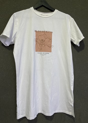 Beyaz Baskılı Pamuklu Kadın Tişört - Görsel 2