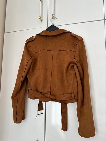 38 Beden Kemerli Oversize Crop Süet Ceket