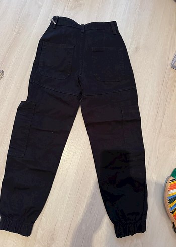 34 Beden Bershka Siyah Bel Detaylı Kadın Bol Kesim Denim Pantolon