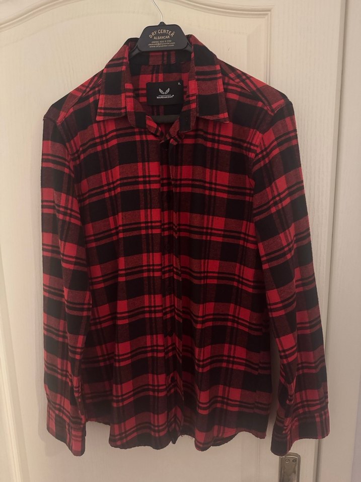 Erkek Kırmızı Siyah Kareli Oduncu Gömleği - Görsel 4