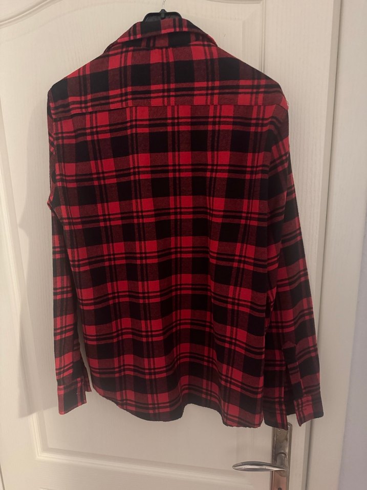 Erkek Kırmızı Siyah Kareli Oduncu Gömleği - Görsel 3