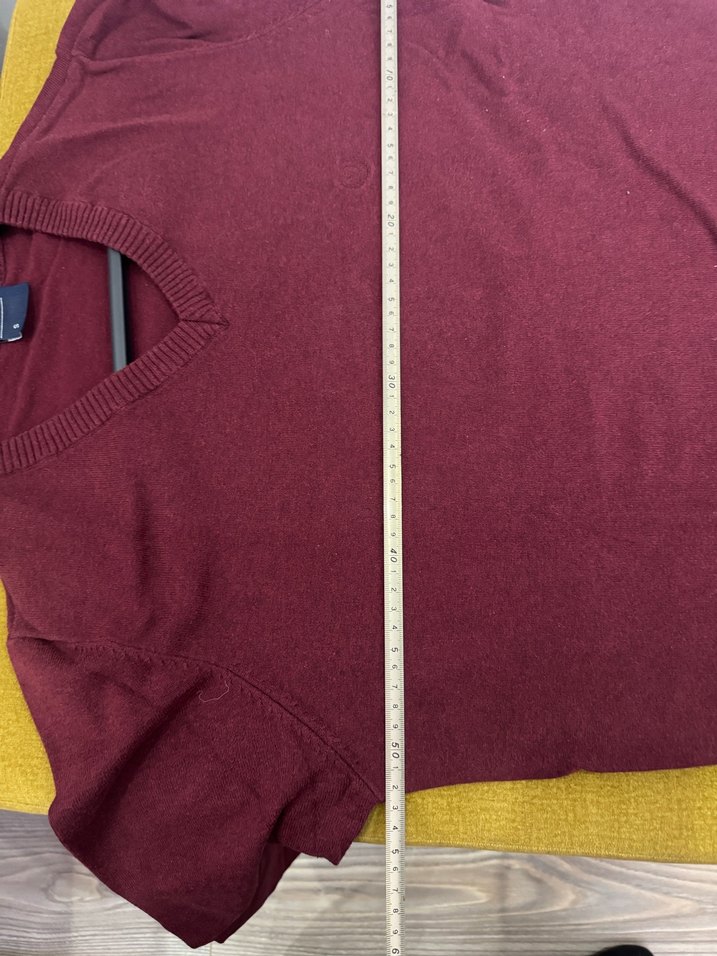 Bordo V Yaka Örgü Erkek Kazak - Görsel 5