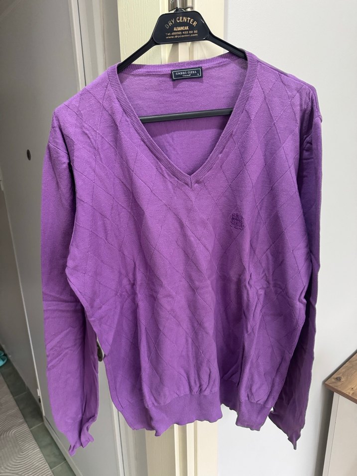 Sabri Özel Desenli Lila Erkek Süveter - Görsel 2