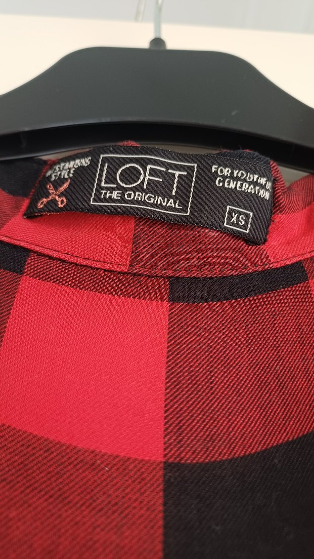 Kareli Kırmızı Pamuklu Kadın Gömlek - Görsel 2