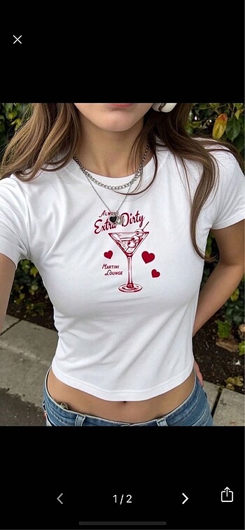 Beyaz baby tee crop tshirt