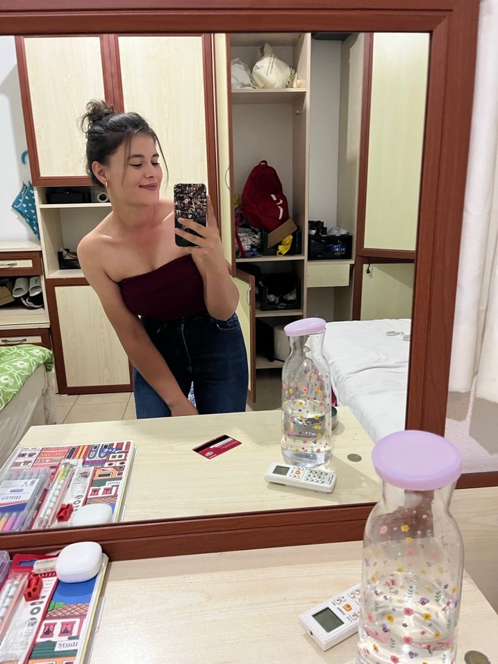 Bordo Straplez Denim Bustiyer - Görsel 2