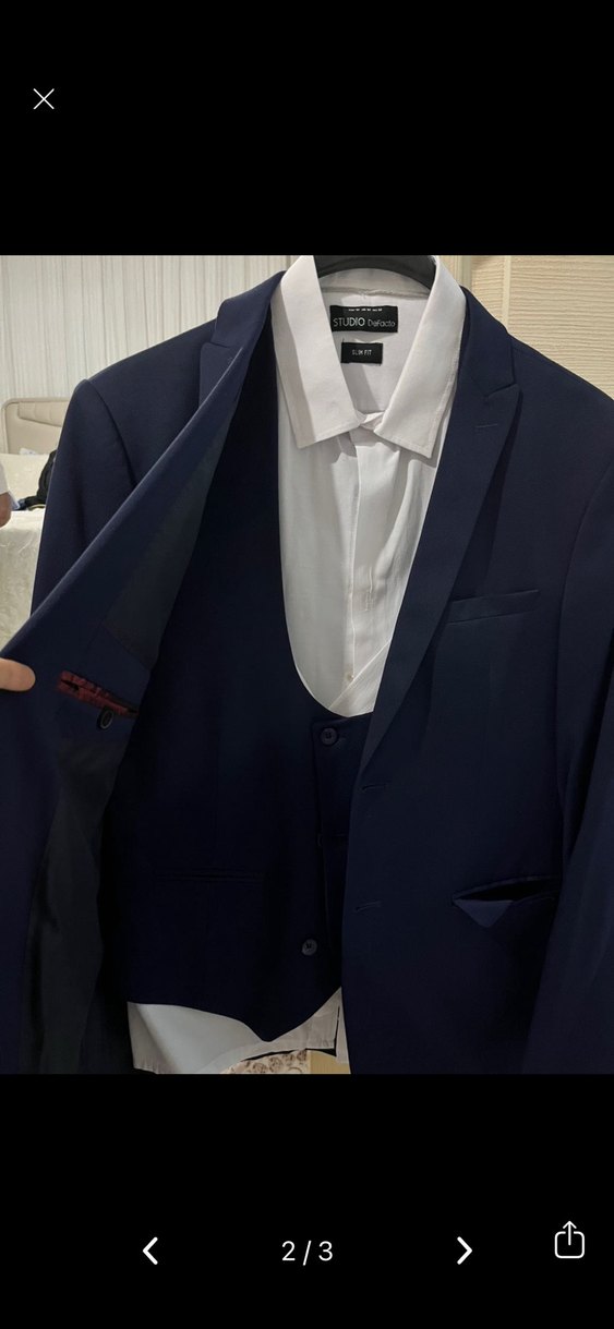 Düğmeli Lacivert Erkek Ceket, Normal Kesim - Görsel 2