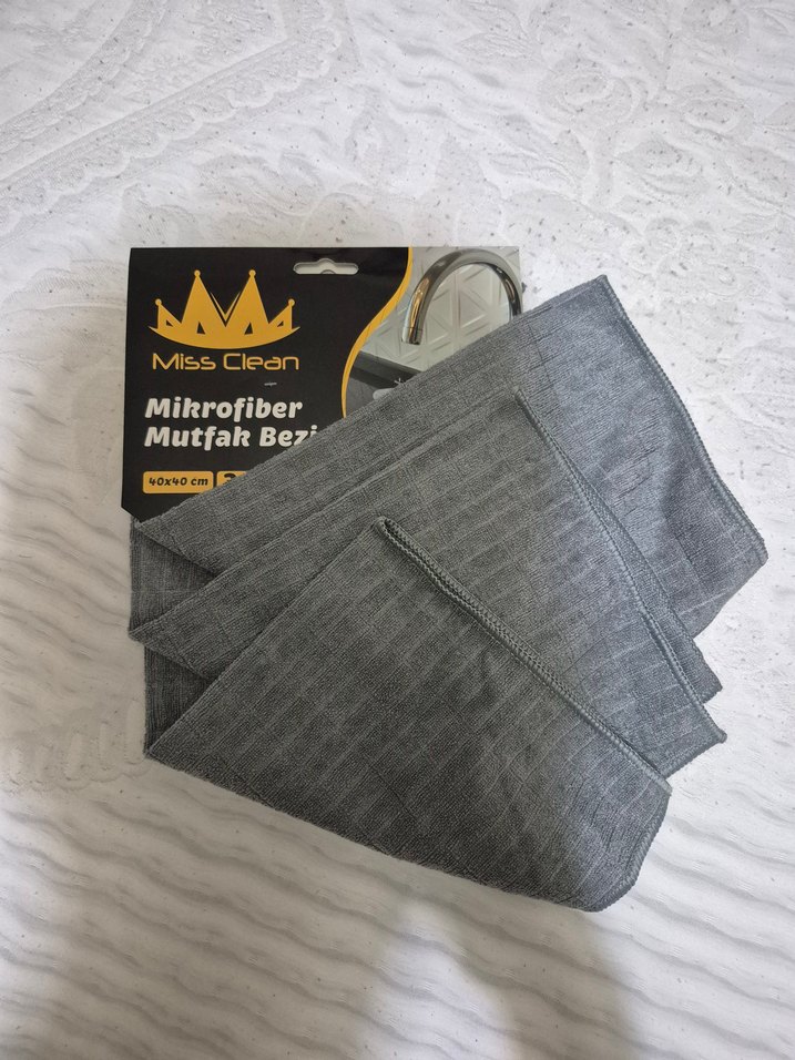 Miss Clean Gri 3 Adet Mikrofober Mutfak bezi - Görsel 3
