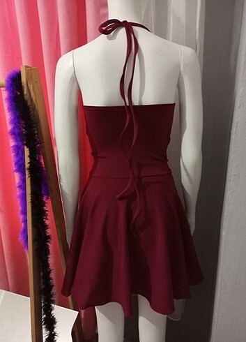 xs Beden bordo Renk Mini mezuniyet elbisesi