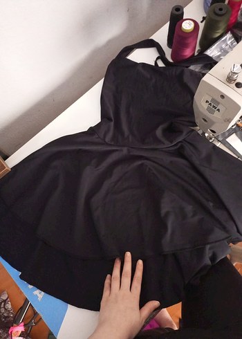 s Beden mini y2k fırfırlı goth elbise