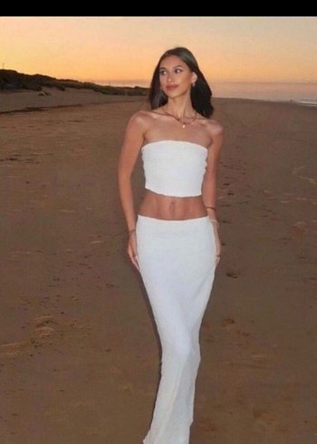 Zara Straplez crop uzun etek takım
