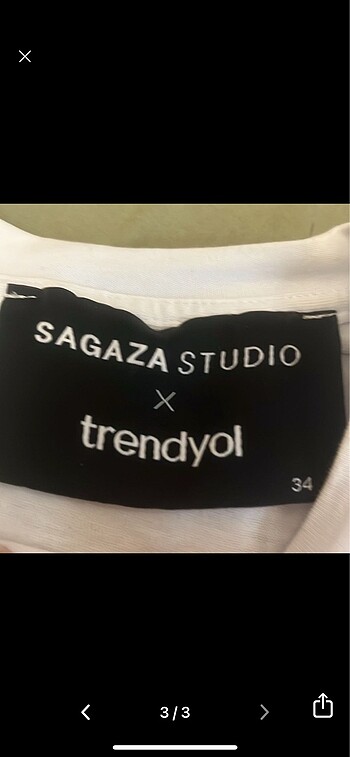 xs Beden TrendyolxSagazaStudio Kot detaylı Beyaz T-shirt