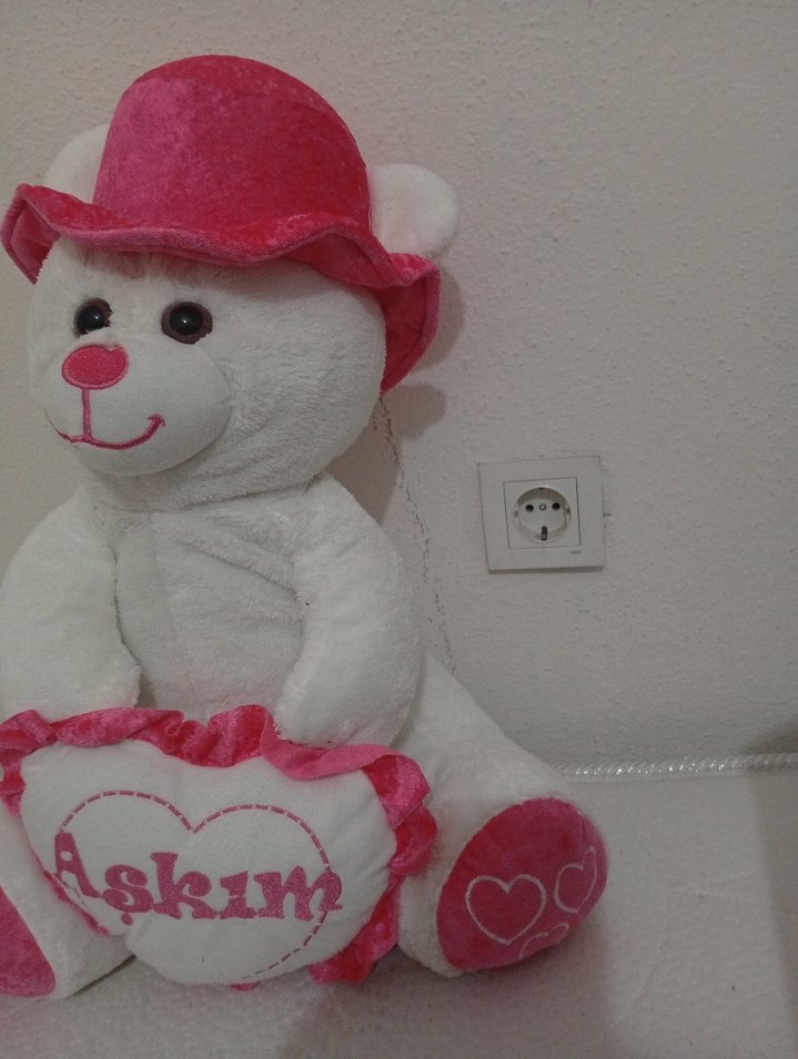 Pembe Şapkalı Peluş Ayı Oyuncağı - Görsel 3