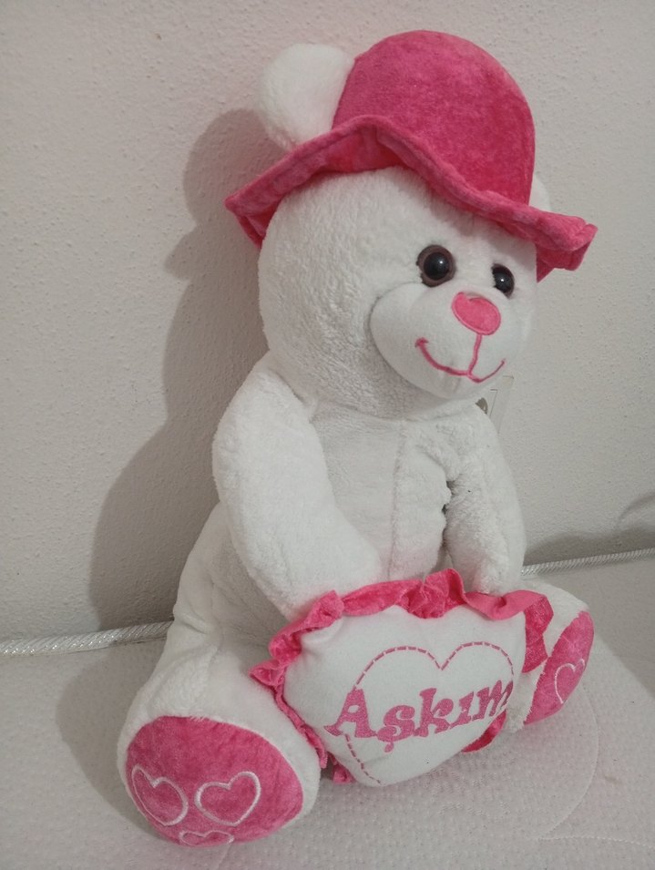 Pembe Şapkalı Peluş Ayı Oyuncağı - Görsel 2