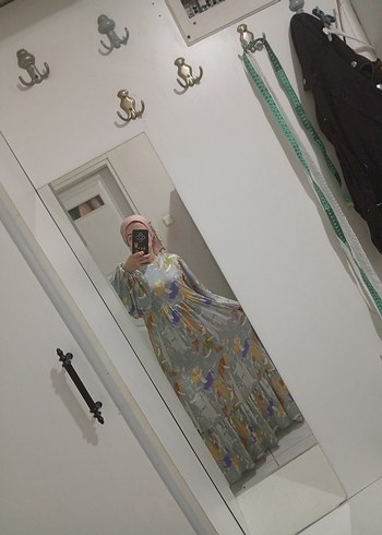 Çok Renkli Uzun Bohem Elbise - Görsel 4