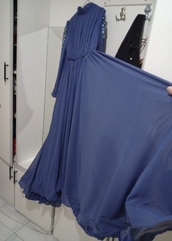 Uzun petrol mavisi abiye - Görsel 5