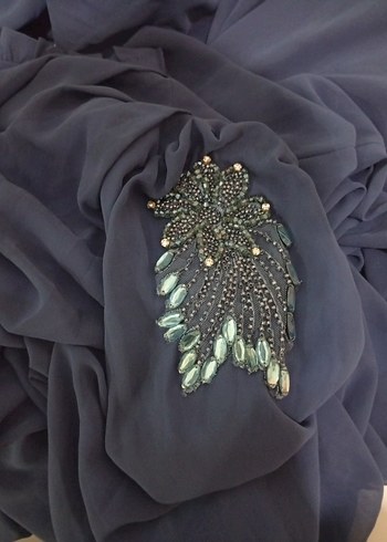 Uzun petrol mavisi abiye - Görsel 9