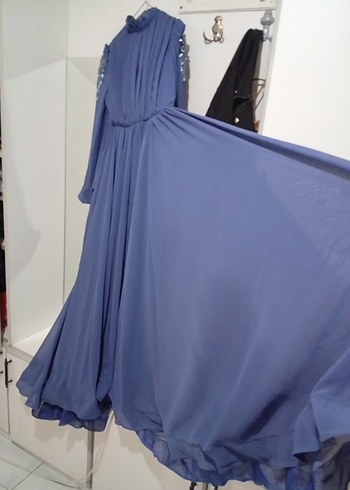 Uzun petrol mavisi abiye - Görsel 6