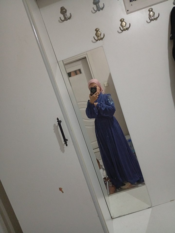 Uzun petrol mavisi abiye - Görsel 4