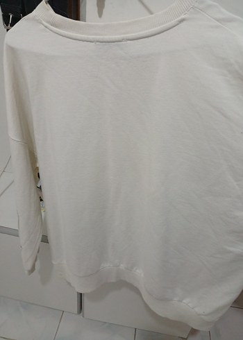 Beyaz Baskılı Kadın Sweatshirt - Görsel 2