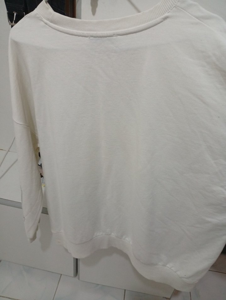 Beyaz Baskılı Kadın Sweatshirt - Görsel 2