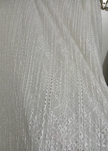 Uzun, Transparan, Bol Kesim Beyaz dantelli Elbise - Görsel 8