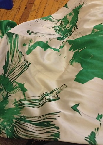 Yeşil Bağlama Desenli Uzun Salaş Elbise - Görsel 6