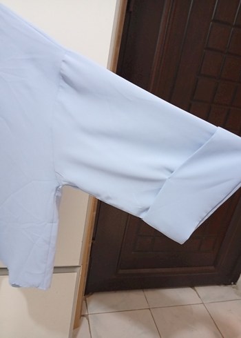 Mavi polyester uzun Kollu Düğmeli Gömlek - Görsel 3