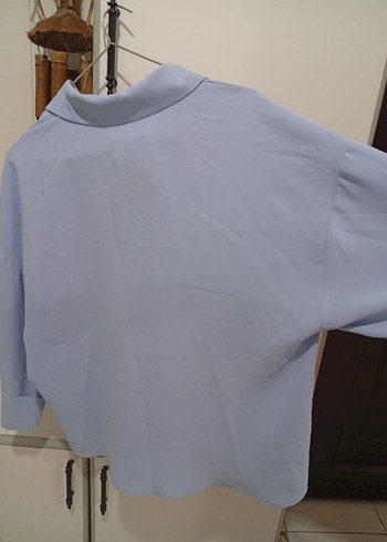 Mavi polyester uzun Kollu Düğmeli Gömlek - Görsel 5