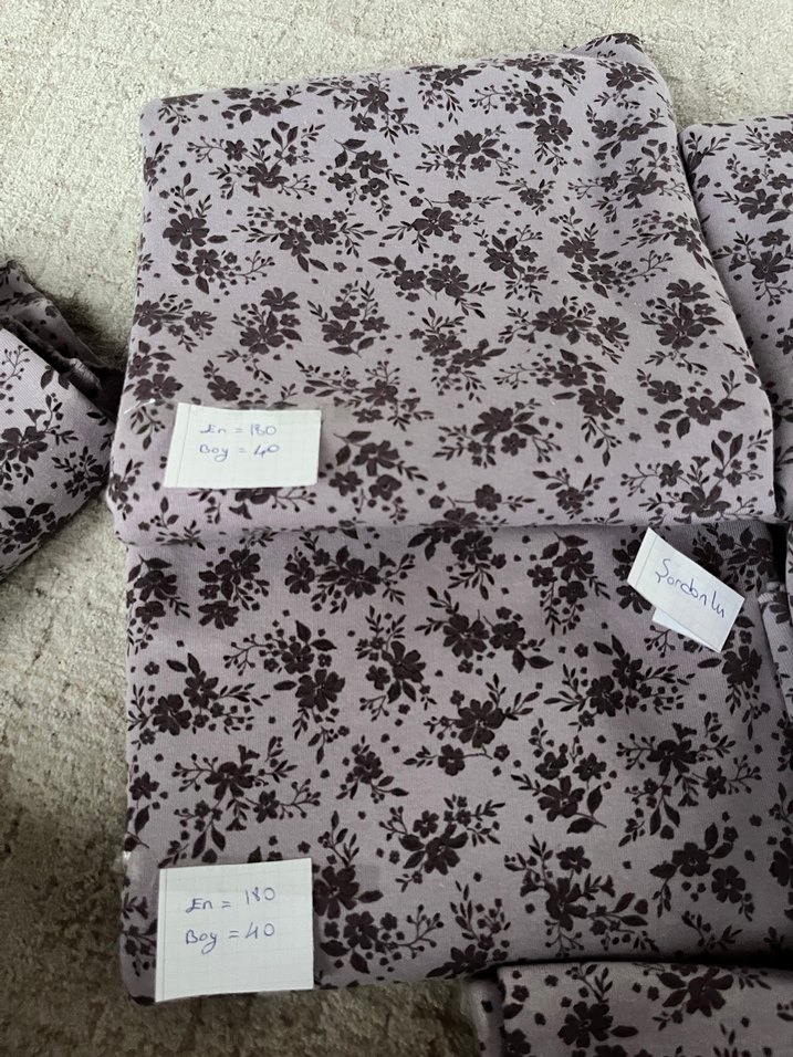 Mor ve  Çiçek Desenli kumaş paketi - Görsel 2