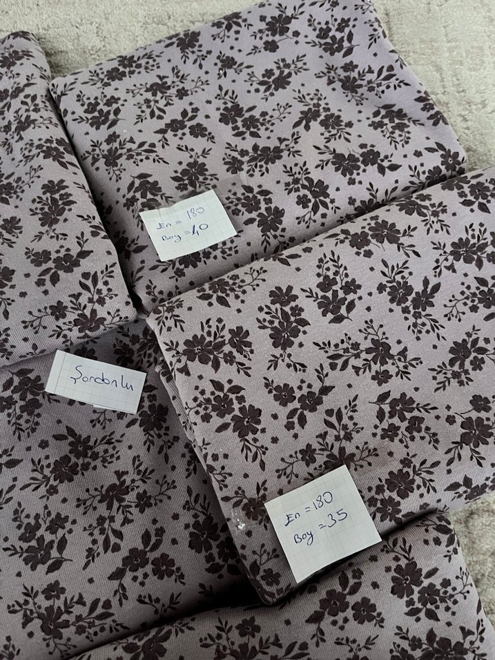 Mor ve  Çiçek Desenli kumaş paketi - Görsel 3