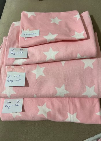 Pembe Yıldız Desenli parça kumaş - Görsel 2