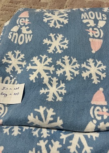 Mavi Baskılı Kar Desenli  yumoş kumaş paketi - Görsel 3