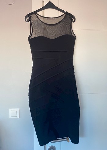 Siyah Fitted Midi Abiye Elbise