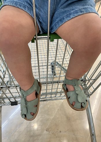Yeşil Süet unisex Çocuk Sandaleti - Görsel 5
