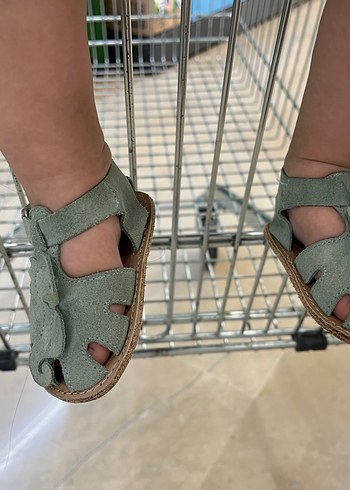 Yeşil Süet unisex Çocuk Sandaleti - Görsel 6
