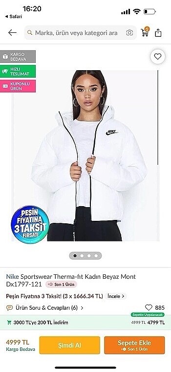 NİKE BEYAZ MONT
