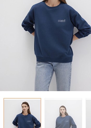 s Beden gri Renk Mavi Gri Kadın Sweatshirt, Bisiklet Yaka, Rahat Kesim