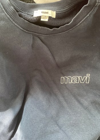 s Beden Mavi Gri Kadın Sweatshirt, Bisiklet Yaka, Rahat Kesim