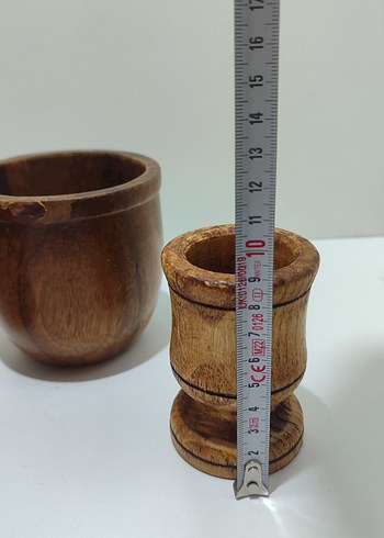 Üçlü eski antika Vintage ahşap havan - Görsel 9