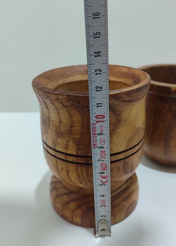 Üçlü eski antika Vintage ahşap havan - Görsel 7