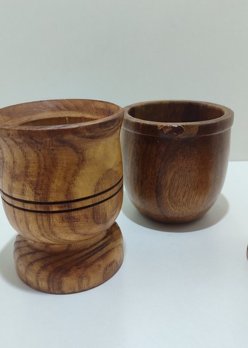 Üçlü eski antika Vintage ahşap havan - Görsel 5