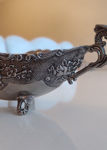 Eski Antika Vintage Alman Gümüş Kaplama Gondol Sunumluk - Görsel 4