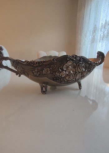 Eski Antika Vintage Alman Gümüş Kaplama Gondol Sunumluk - Görsel 2