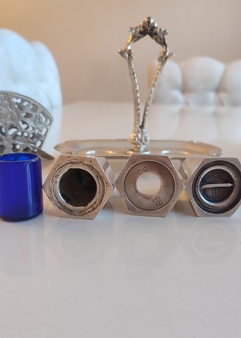 Eski Antika Vintage Gümüş Baharat Takımı - Görsel 3