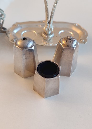 Eski Antika Vintage Gümüş Baharat Takımı - Görsel 2