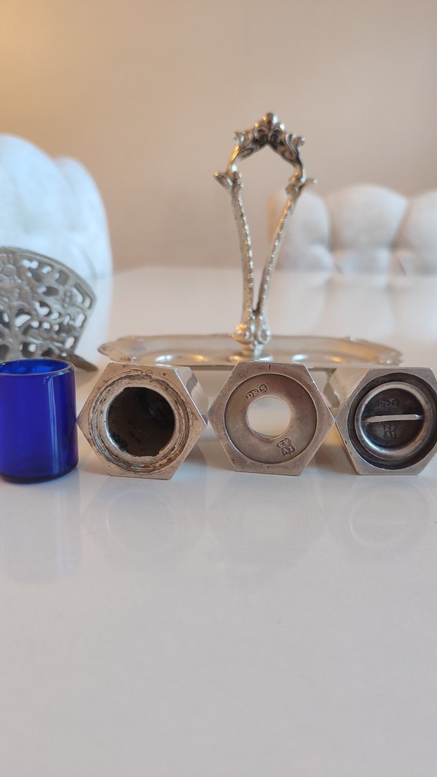 Eski Antika Vintage Gümüş Baharat Takımı - Görsel 3